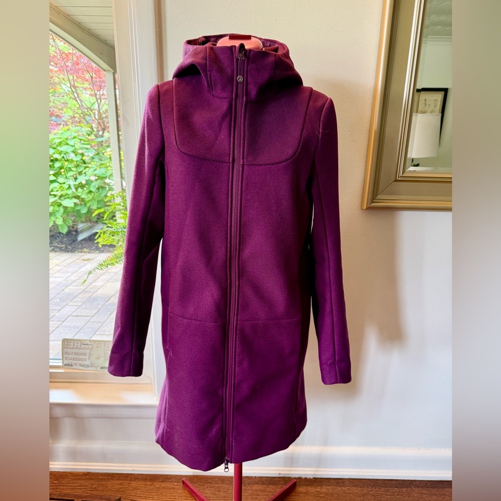 Lululemon Athletica Purple Trench Coat with High Collar